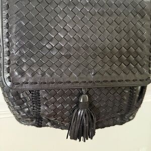 Jay Herbert by Sharif Black Woven Leather Shoulder Bag